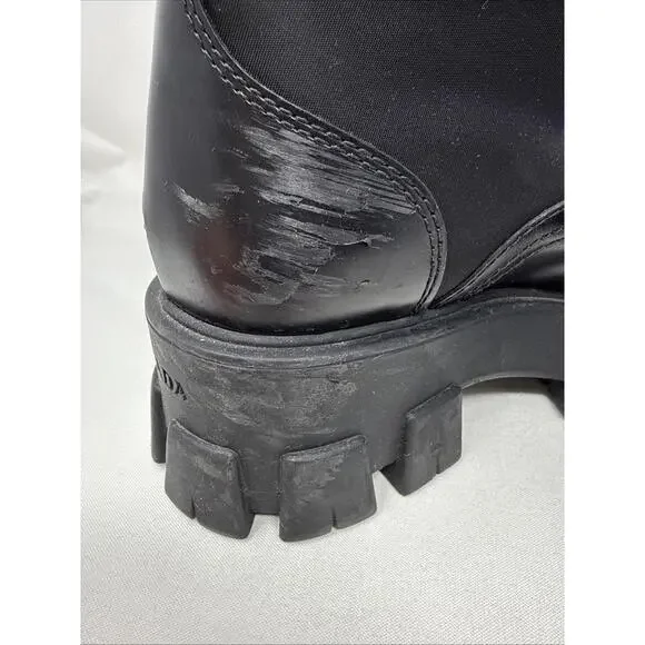 Prada Lug Sole Leather combat Boots Size 38